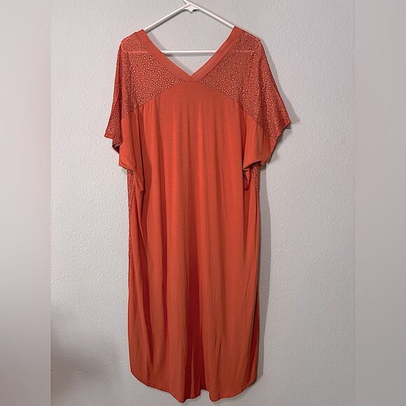 Soft Surroundings NWT Aragon Resplendent Sequin Front Flowy Dress Coral L - Picture 3 of 9